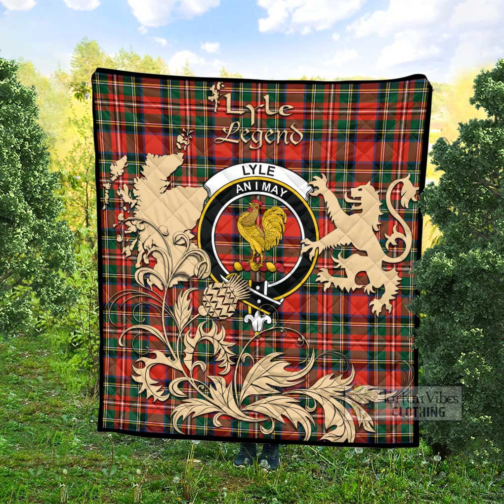 Tartan Vibes Clothing Lyle Tartan Quilt with Family Crest and Scottish Symbol Style