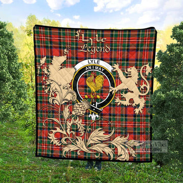 Lyle Tartan Quilt with Family Crest and Scottish Symbol Style