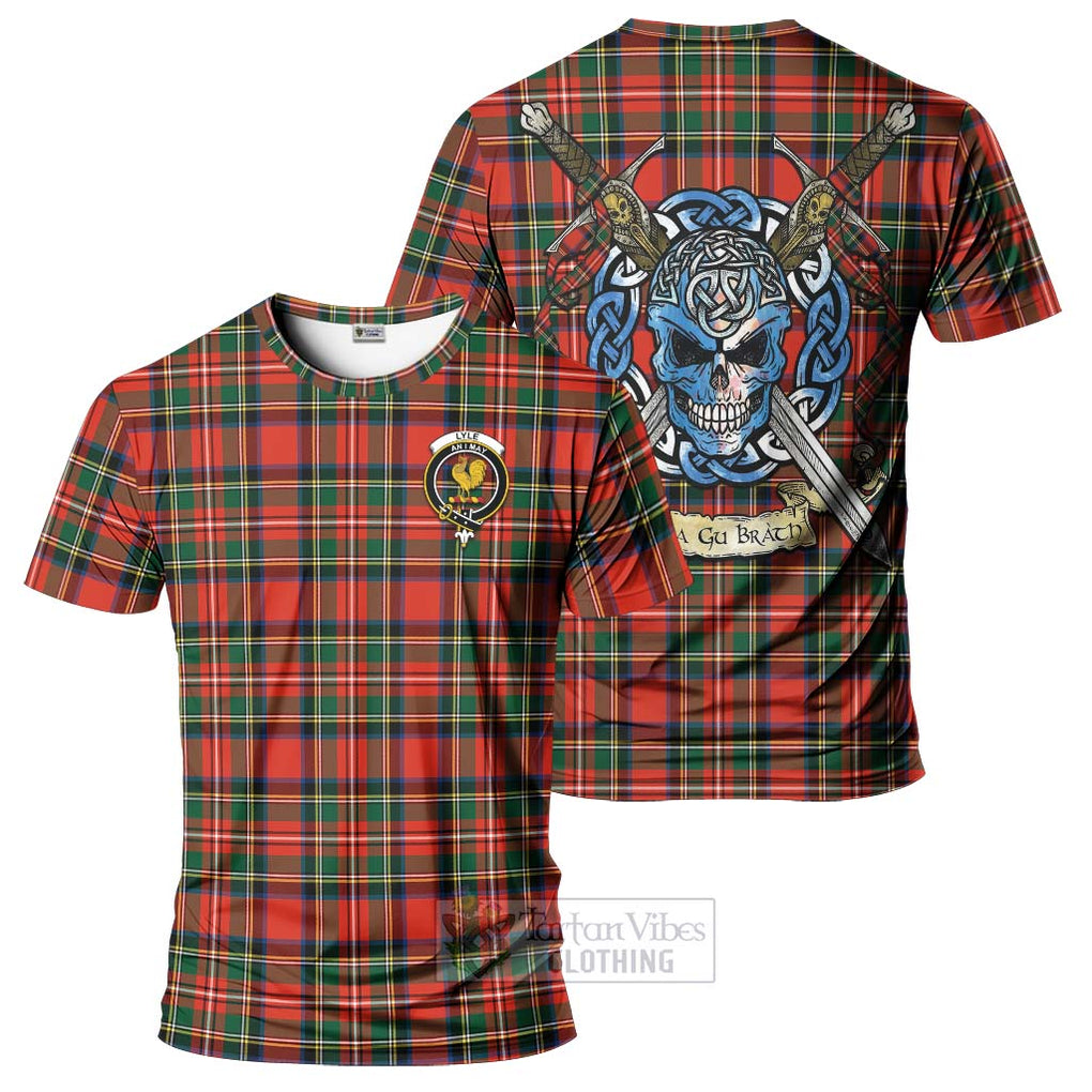 Tartan Vibes Clothing Lyle Tartan T-Shirt with Family Crest Celtic Skull Style