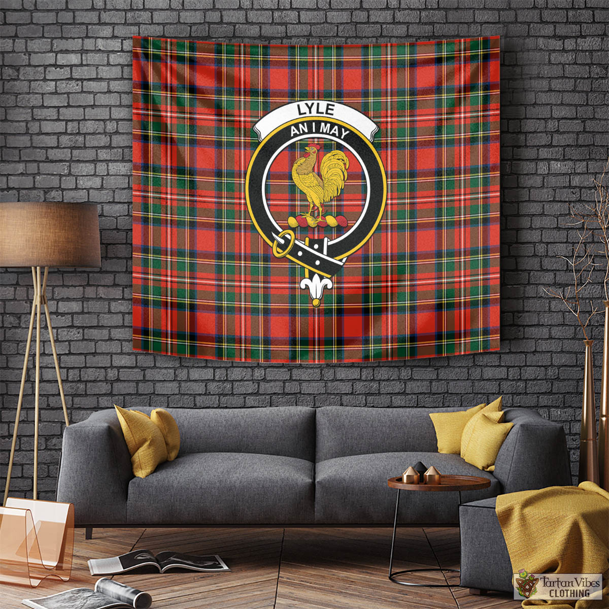 Tartan Vibes Clothing Lyle Tartan Tapestry Wall Hanging and Home Decor for Room with Family Crest