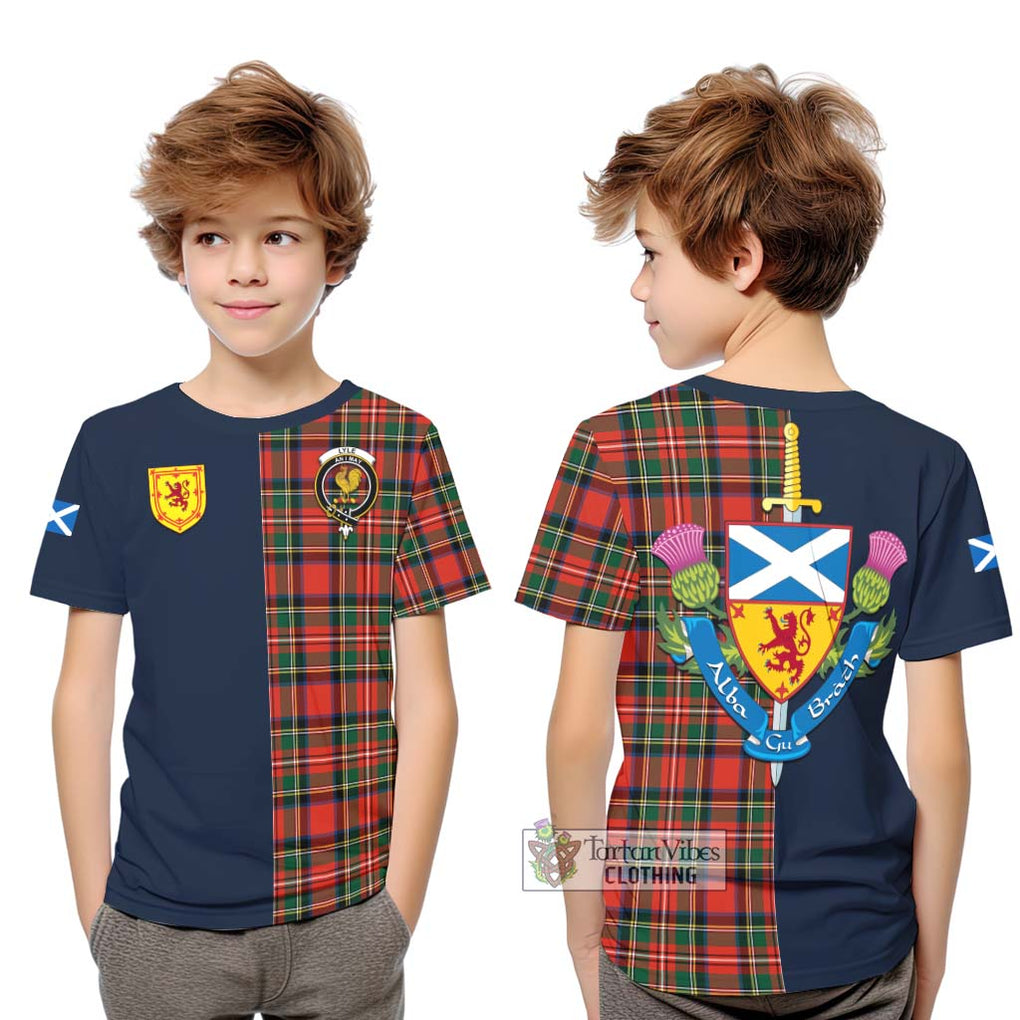 Tartan Vibes Clothing Lyle Tartan Kid T-Shirt with Scottish Lion Royal Arm Half Style