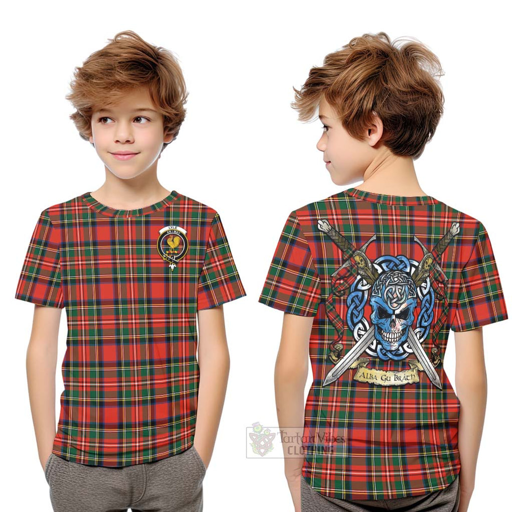 Tartan Vibes Clothing Lyle Tartan Kid T-Shirt with Family Crest Celtic Skull Style