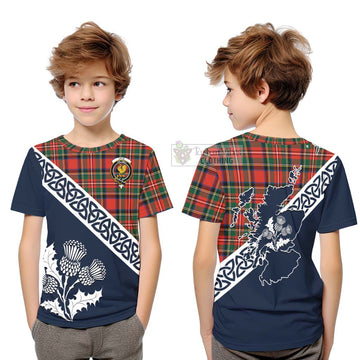 Lyle Tartan Kid T-Shirt Featuring Thistle and Scotland Map