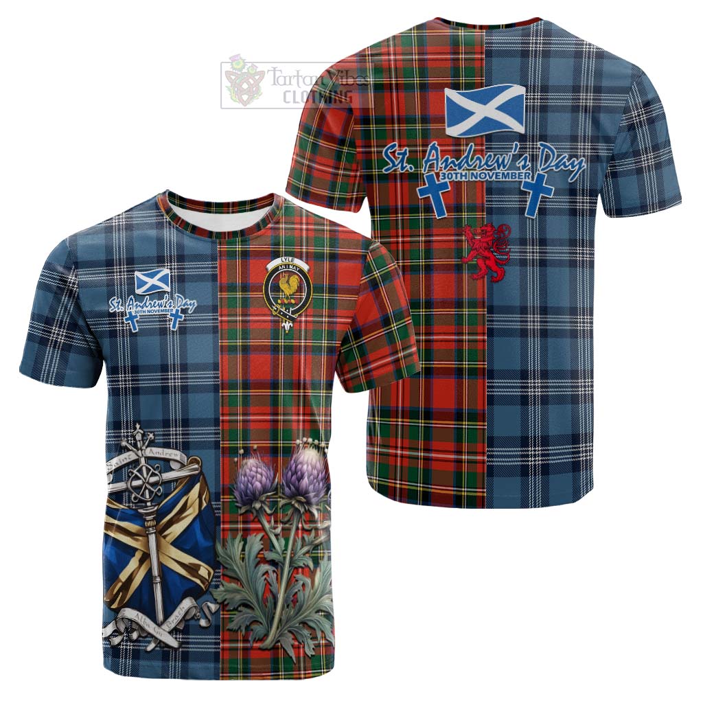 Tartan Vibes Clothing Lyle Tartan Cotton T-shirt Happy St. Andrew's Day Half Tartan Style