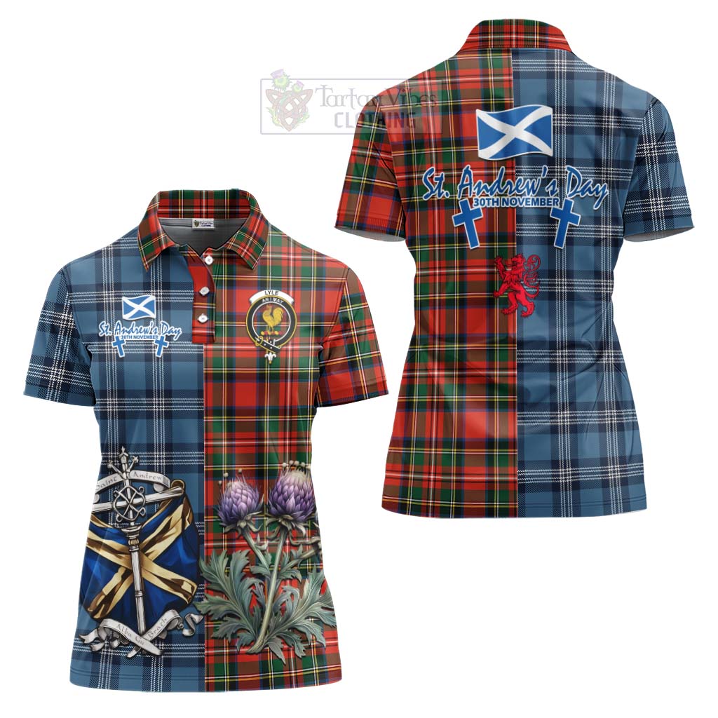 Tartan Vibes Clothing Lyle Tartan Women's Polo Shirt Happy St. Andrew's Day Half Tartan Style