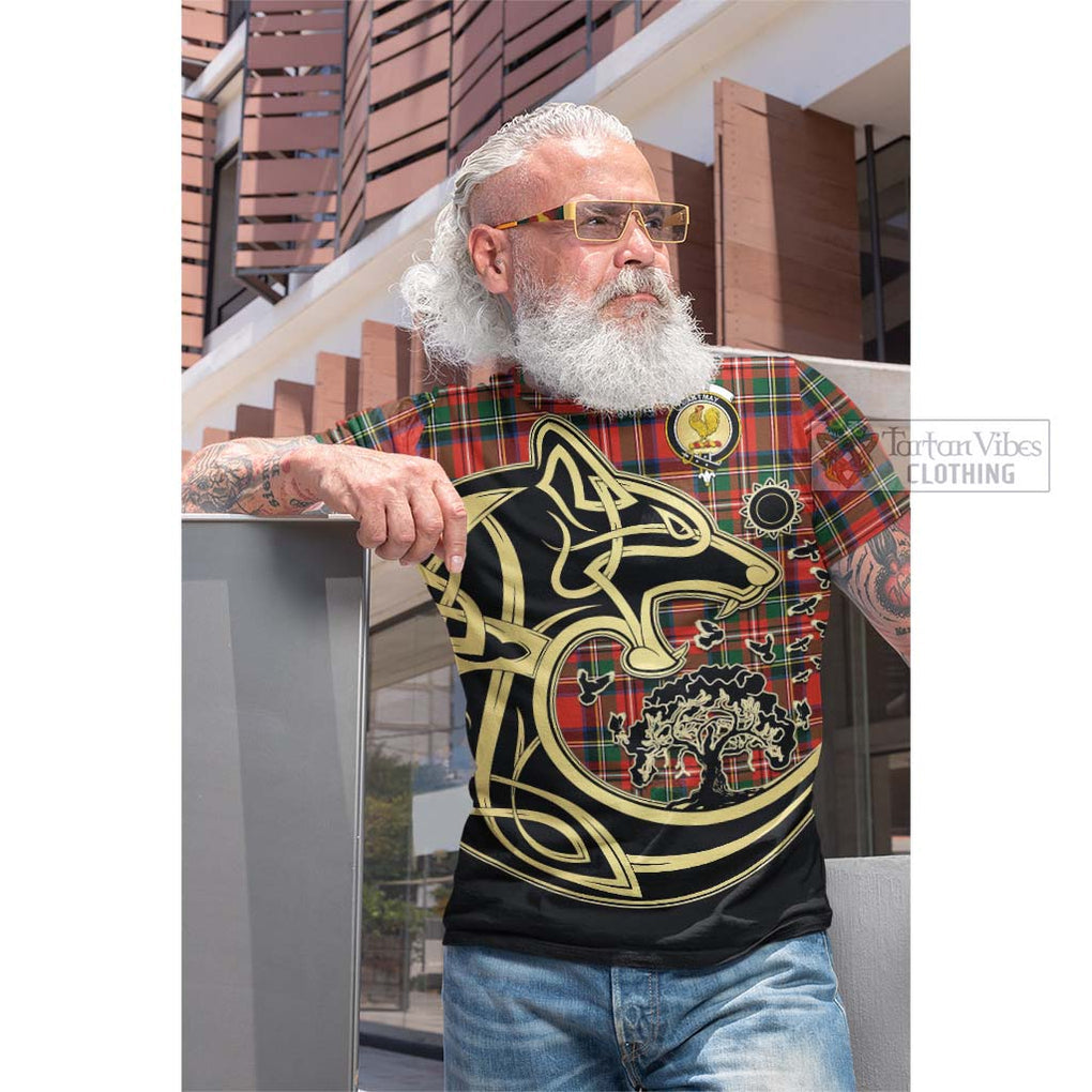 Tartan Vibes Clothing Lyle Tartan Cotton T-shirt with Family Crest Celtic Wolf Style