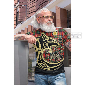 Lyle Tartan Cotton T-shirt with Family Crest Celtic Wolf Style