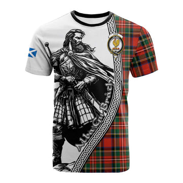 Lyle Tartan Clan Crest Cotton T-shirt with Highlander Warrior Celtic Style