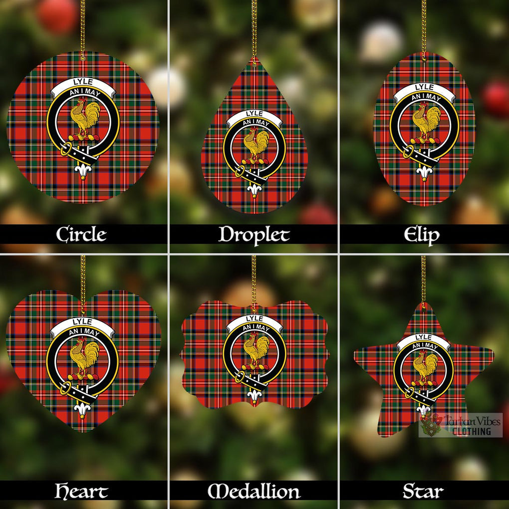 Tartan Vibes Clothing Lyle Tartan Christmas Aluminium Ornament with Family Crest