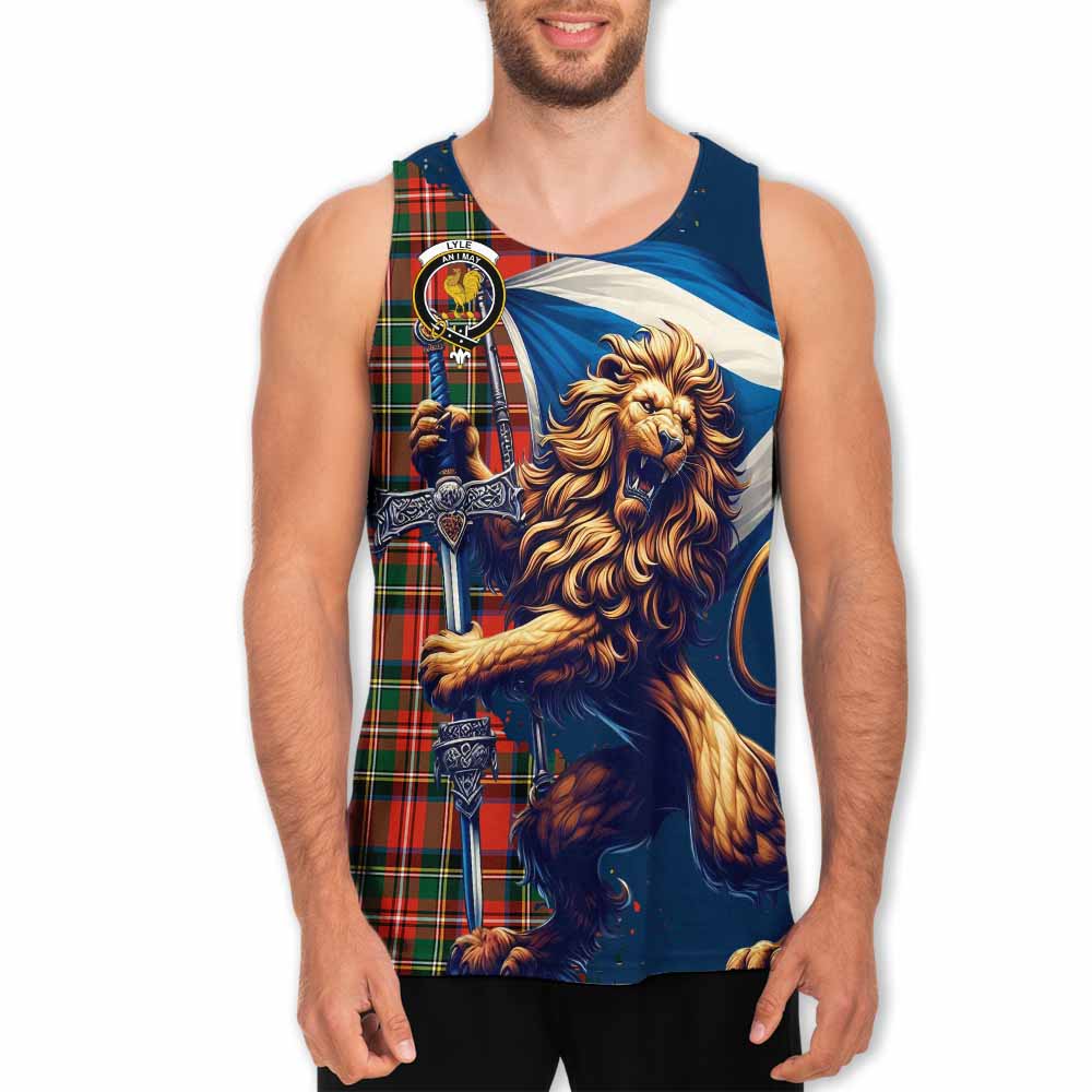 Lyle Tartan Family Crest Men's Tank Top with Scottish Majestic Lion Men - Tartan Vibes Clothing