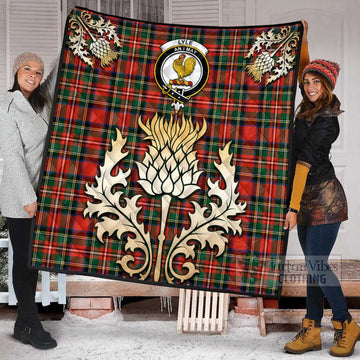 Lyle Tartan Quilt with Family Crest and Golden Thistle Style