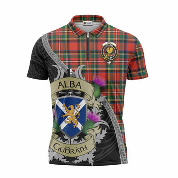 Lyle Tartan Family Crest Zipper Polo Shirt Lion Rampant Royal Thistle Shield Celtic Inspired Unisex - Tartan Vibes Clothing