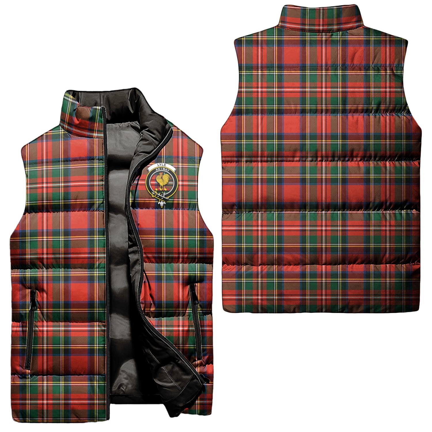 Lyle Tartan Sleeveless Puffer Jacket with Family Crest Unisex - Tartanvibesclothing