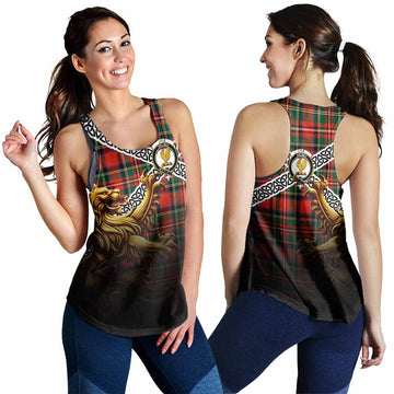 Lyle Crest Tartan Women's Racerback Tanks with Golden Lion Emblem Celtic Style 4XL - Tartan Vibes Clothing