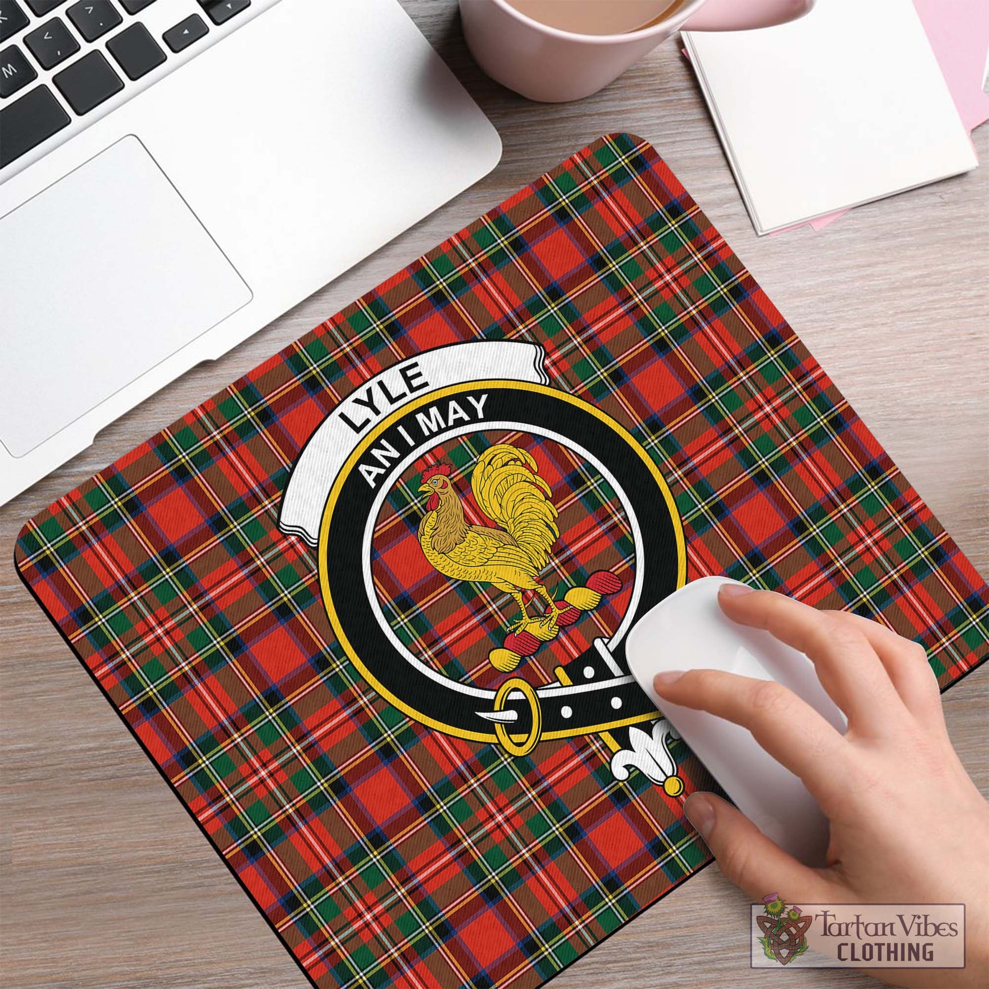 Tartan Vibes Clothing Lyle Tartan Mouse Pad with Family Crest