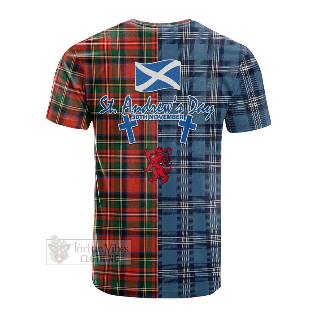 Tartan Vibes Clothing Lyle Tartan Cotton T-shirt Happy St. Andrew's Day Half Tartan Style