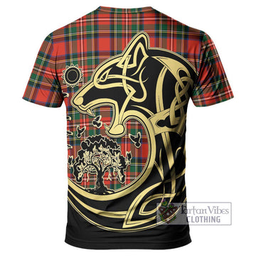 Lyle Tartan T-Shirt with Family Crest Celtic Wolf Style