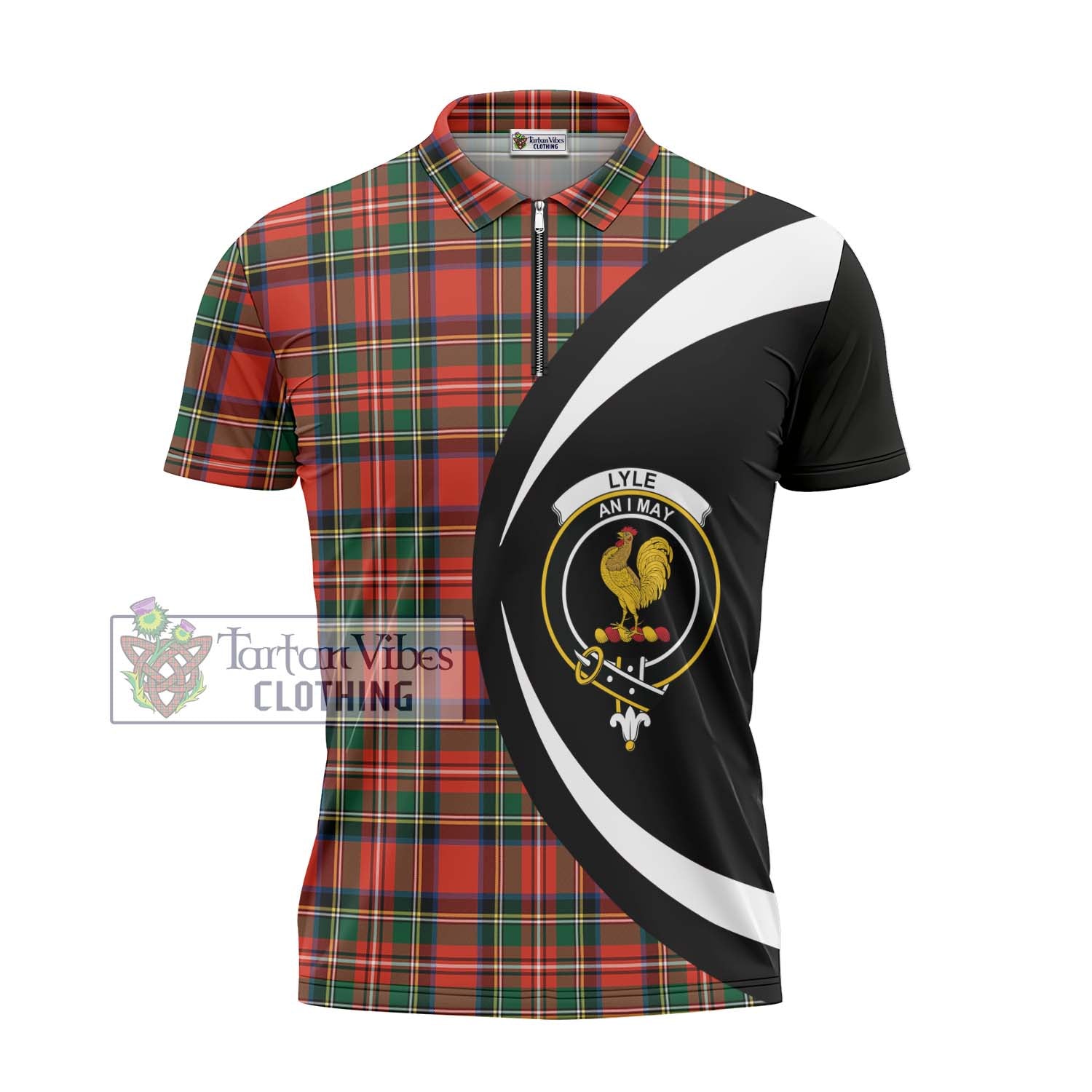 Tartan Vibes Clothing Lyle Tartan Zipper Polo Shirt with Family Crest Circle Style