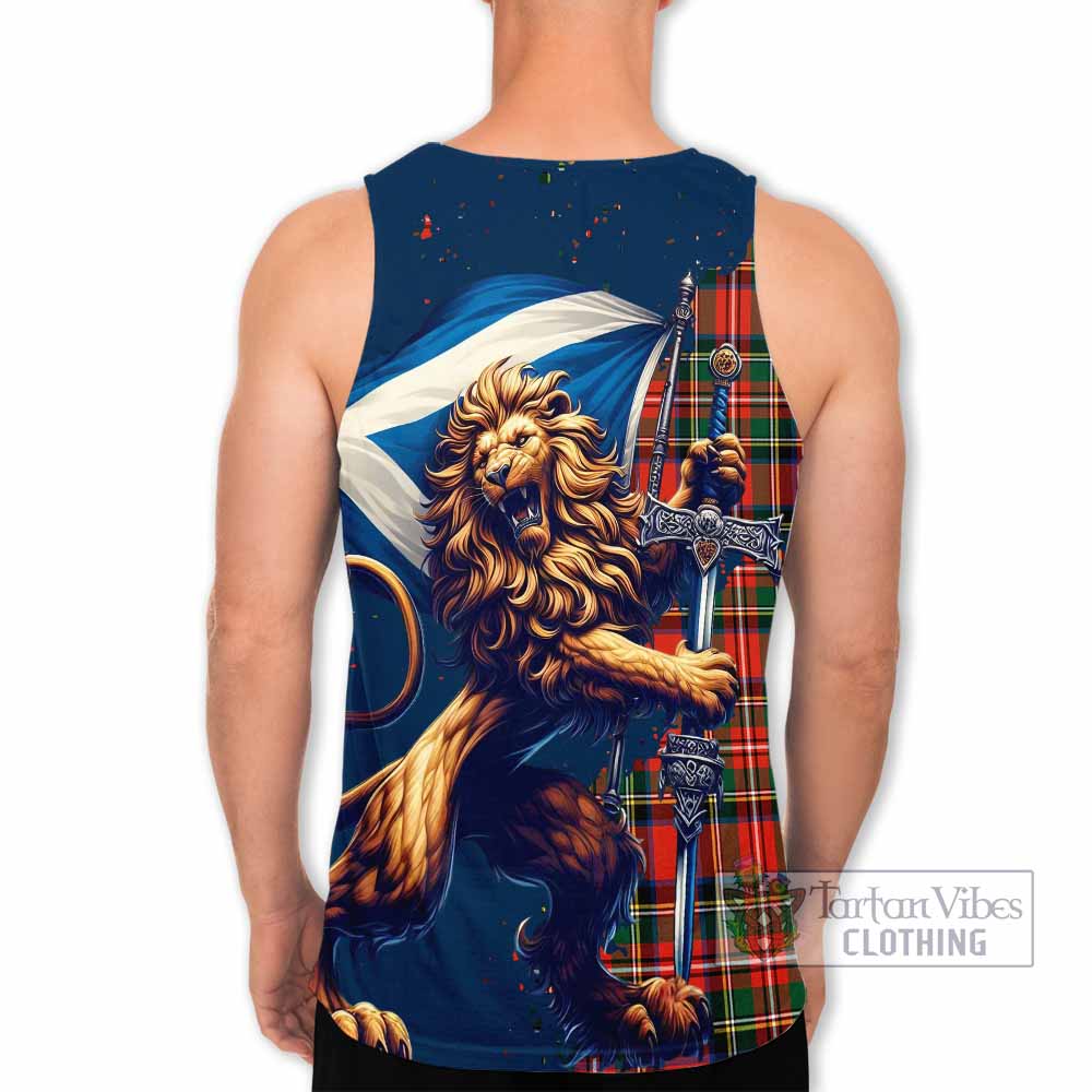 Lyle Tartan Family Crest Men's Tank Top with Scottish Majestic Lion - Tartan Vibes Clothing