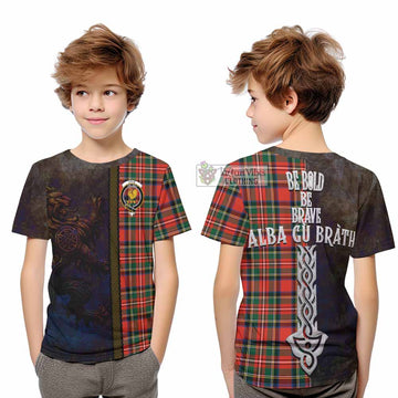 Lyle Tartan Family Crest Kid T-Shirt Alba Gu Brath Be Brave Lion Ancient Style - Tartan Vibes Clothing