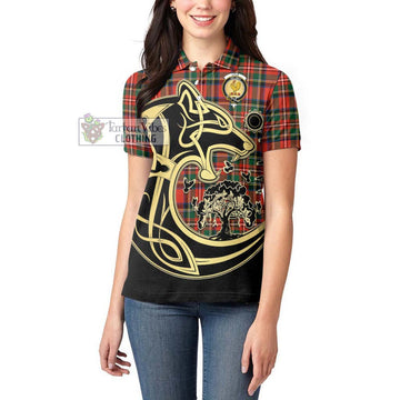 Lyle Tartan Women's Polo Shirt with Family Crest Celtic Wolf Style