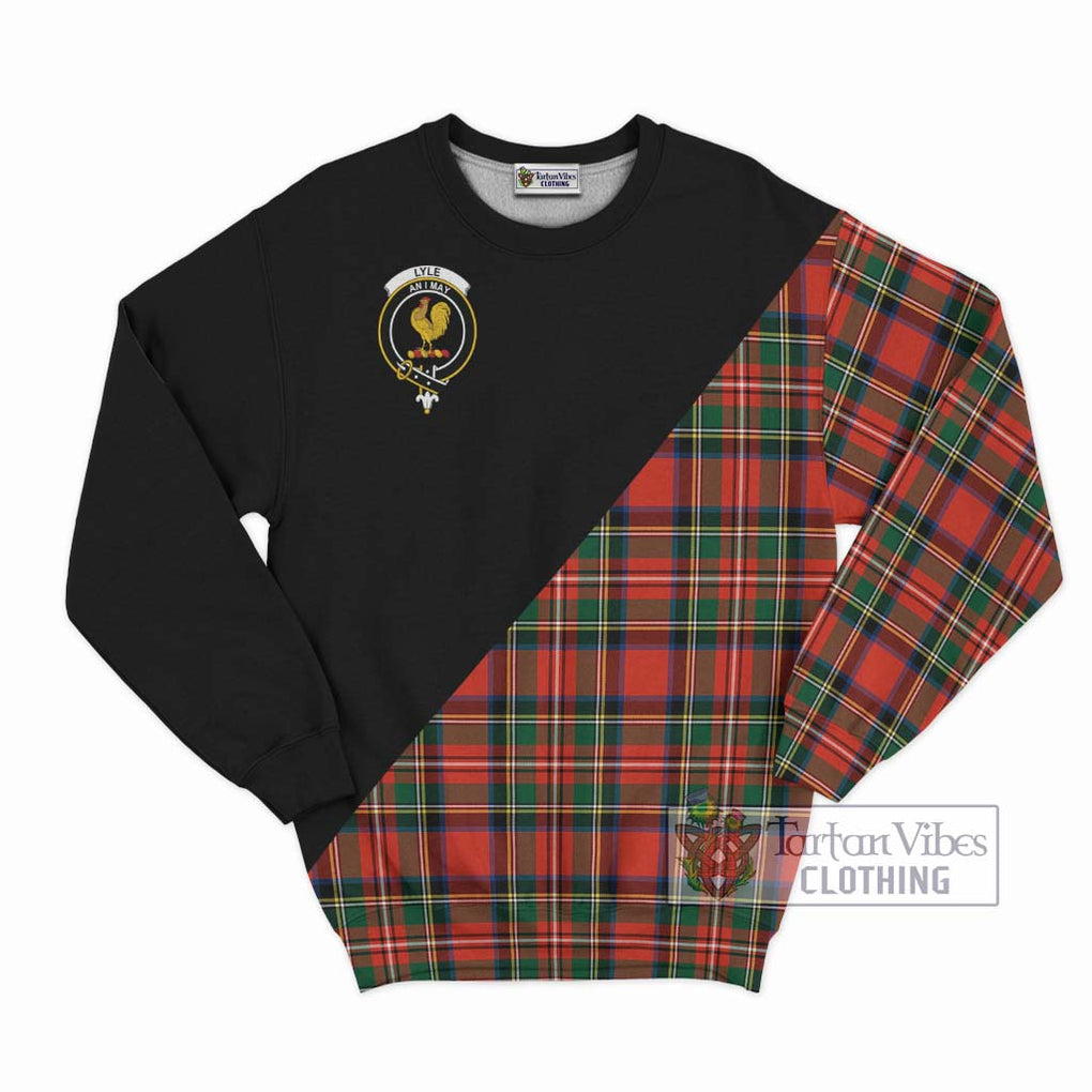 Lyle Tartan Sweatshirt with Family Crest and Military Logo Style - Tartanvibesclothing Shop