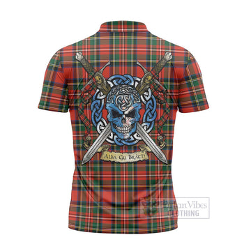 Lyle Tartan Zipper Polo Shirt with Family Crest Celtic Skull Style