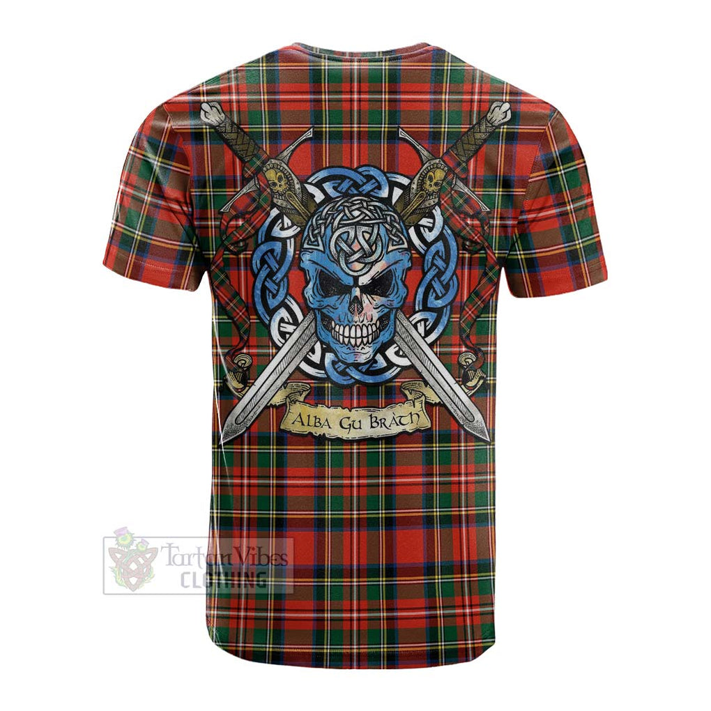 Tartan Vibes Clothing Lyle Tartan Cotton T-shirt with Family Crest Celtic Skull Style