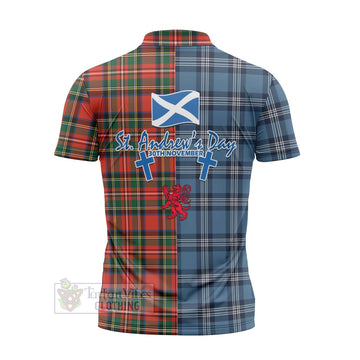 Lyle Tartan Zipper Polo Shirt Happy St. Andrew's Day Half Tartan Style