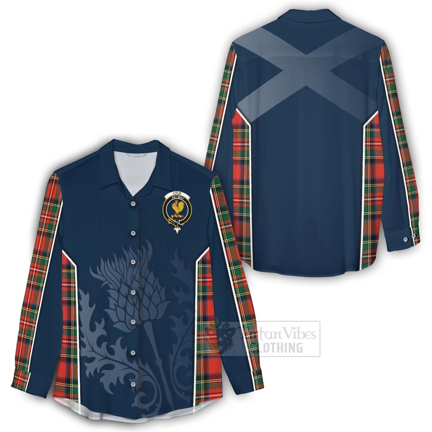 Tartan Vibes Clothing Lyle Tartan Women's Casual Shirt with Family Crest and Scottish Thistle Vibes Sport Style