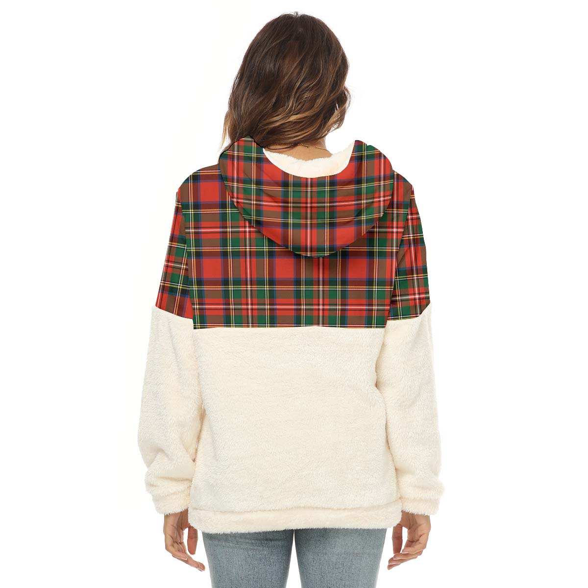 Lyle Tartan Women's Borg Fleece Hoodie With Half Zip with Family Crest - Tartan Vibes Clothing