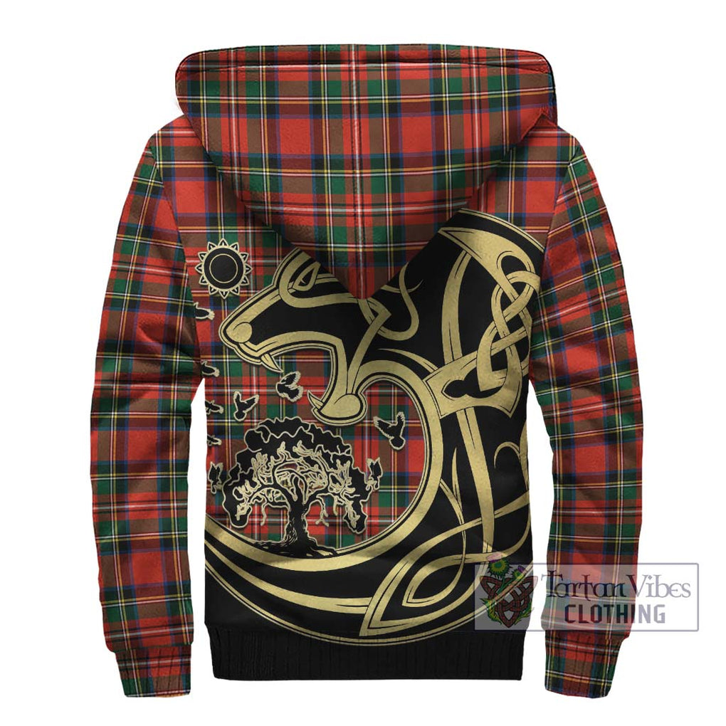 Lyle Tartan Sherpa Hoodie with Family Crest Celtic Wolf Style - Tartan Vibes Clothing