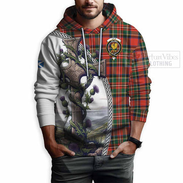 Lyle Tartan Hoodie with Family Crest and St. Andrew's Cross Accented by Thistle Vines - Tartan Vibes Clothing