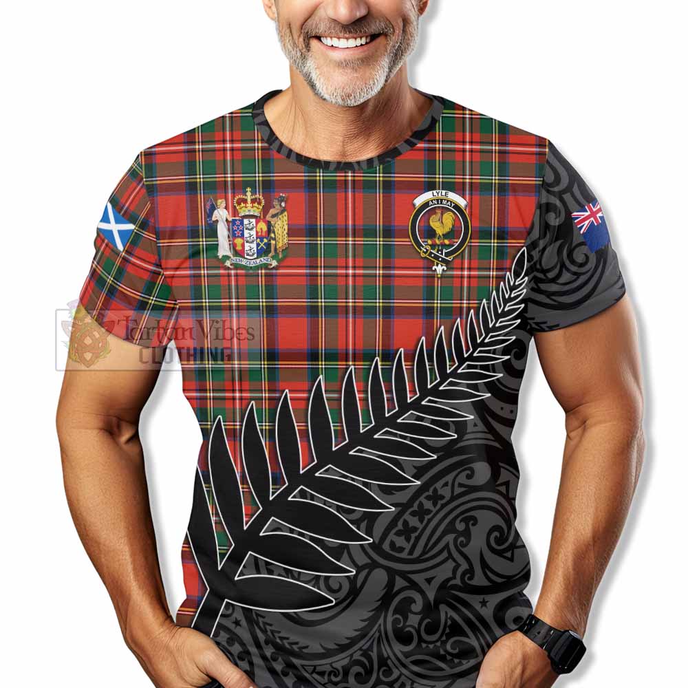 Tartan Vibes Clothing Lyle Crest Tartan T-Shirt with New Zealand Silver Fern Half Style