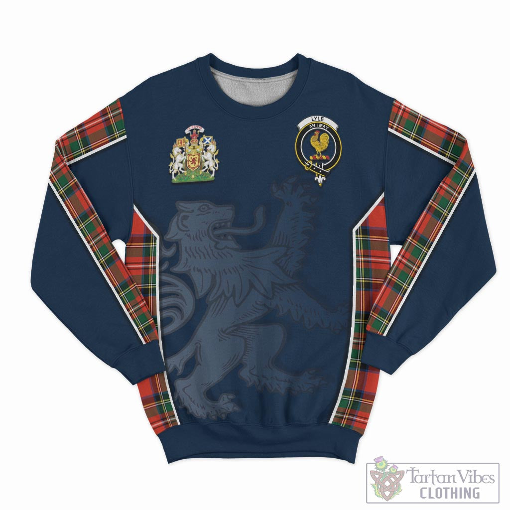 Tartan Vibes Clothing Lyle Tartan Sweater with Family Crest and Lion Rampant Vibes Sport Style