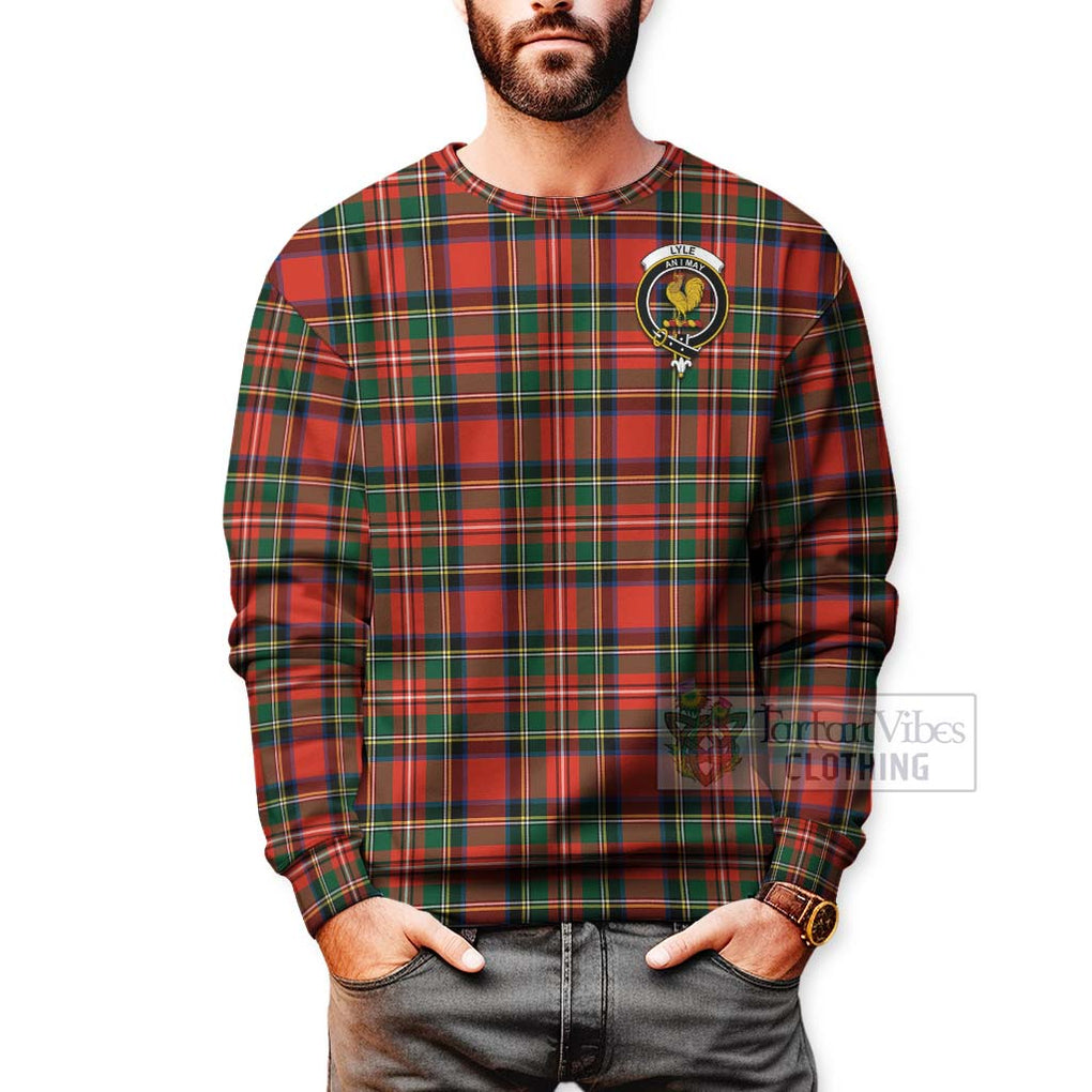 Tartan Vibes Clothing Lyle Tartan Sweatshirt with Family Crest and Bearded Skull Holding Bottles of Whiskey