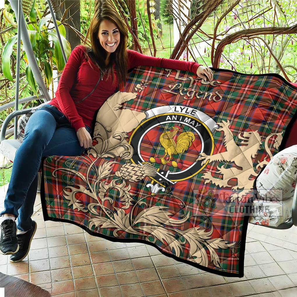 Tartan Vibes Clothing Lyle Tartan Quilt with Family Crest and Scottish Symbol Style