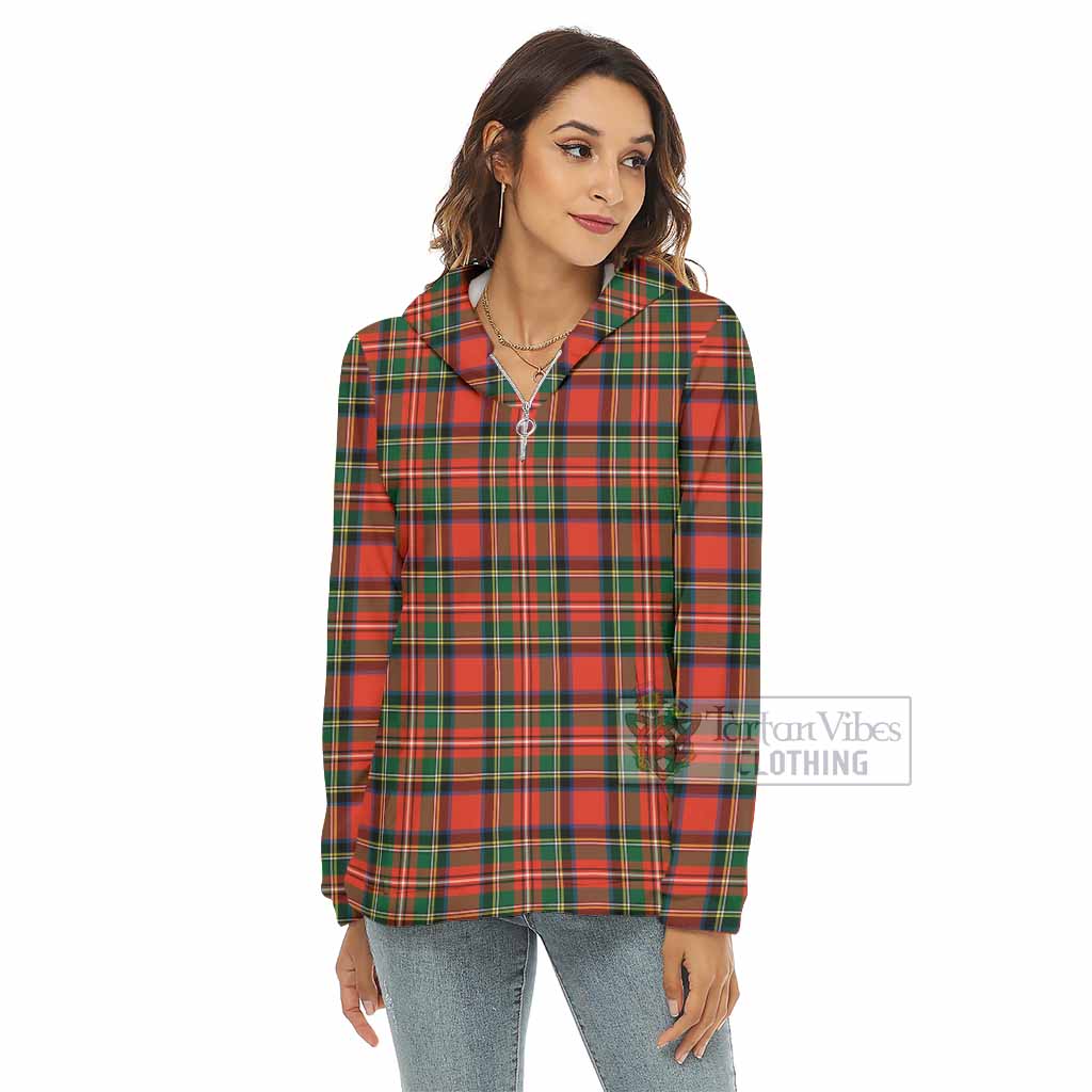 Lyle Tartan Women's Borg Fleece Hoodie with Half Zip - Tartan Vibes Clothing