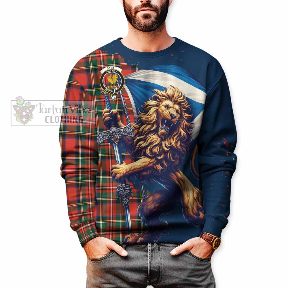 Tartan Vibes Clothing Lyle Tartan Family Crest Sweatshirt with Scottish Majestic Lion