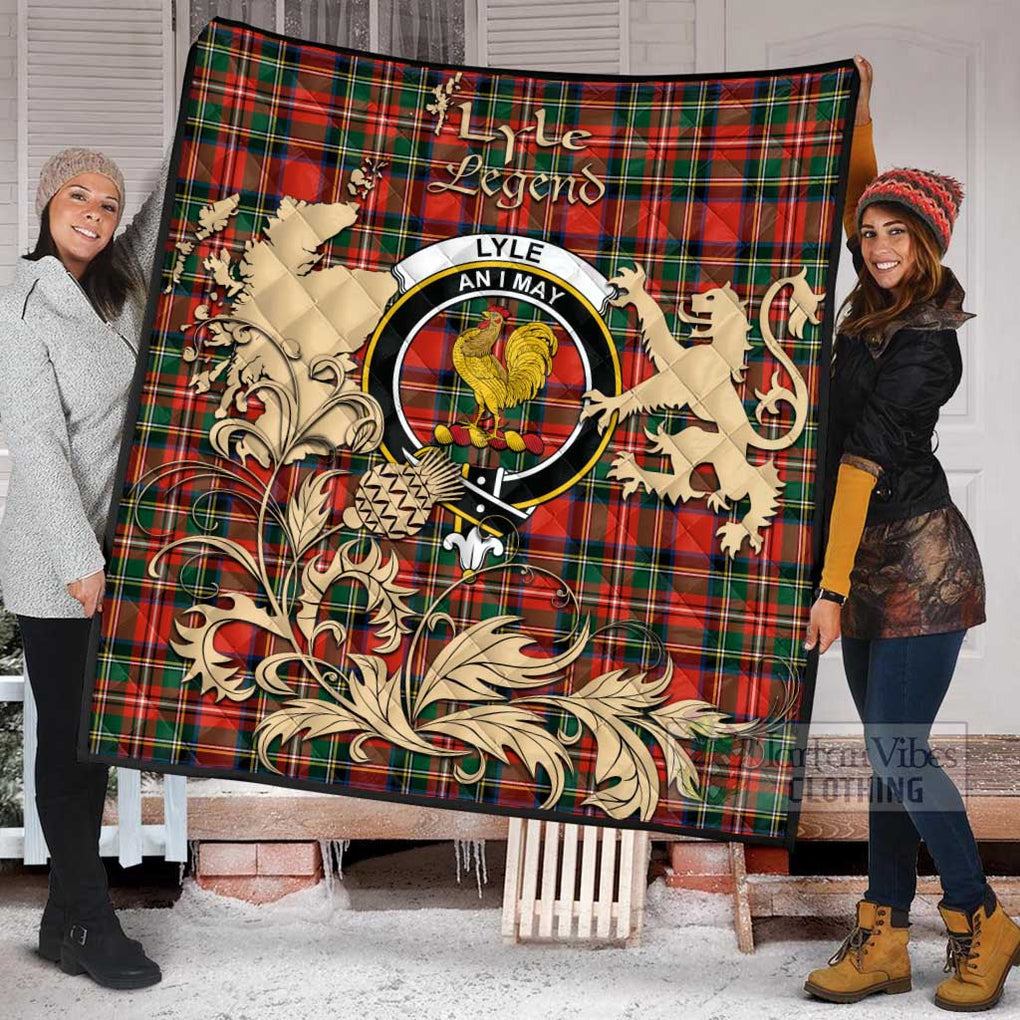 Tartan Vibes Clothing Lyle Tartan Quilt with Family Crest and Scottish Symbol Style