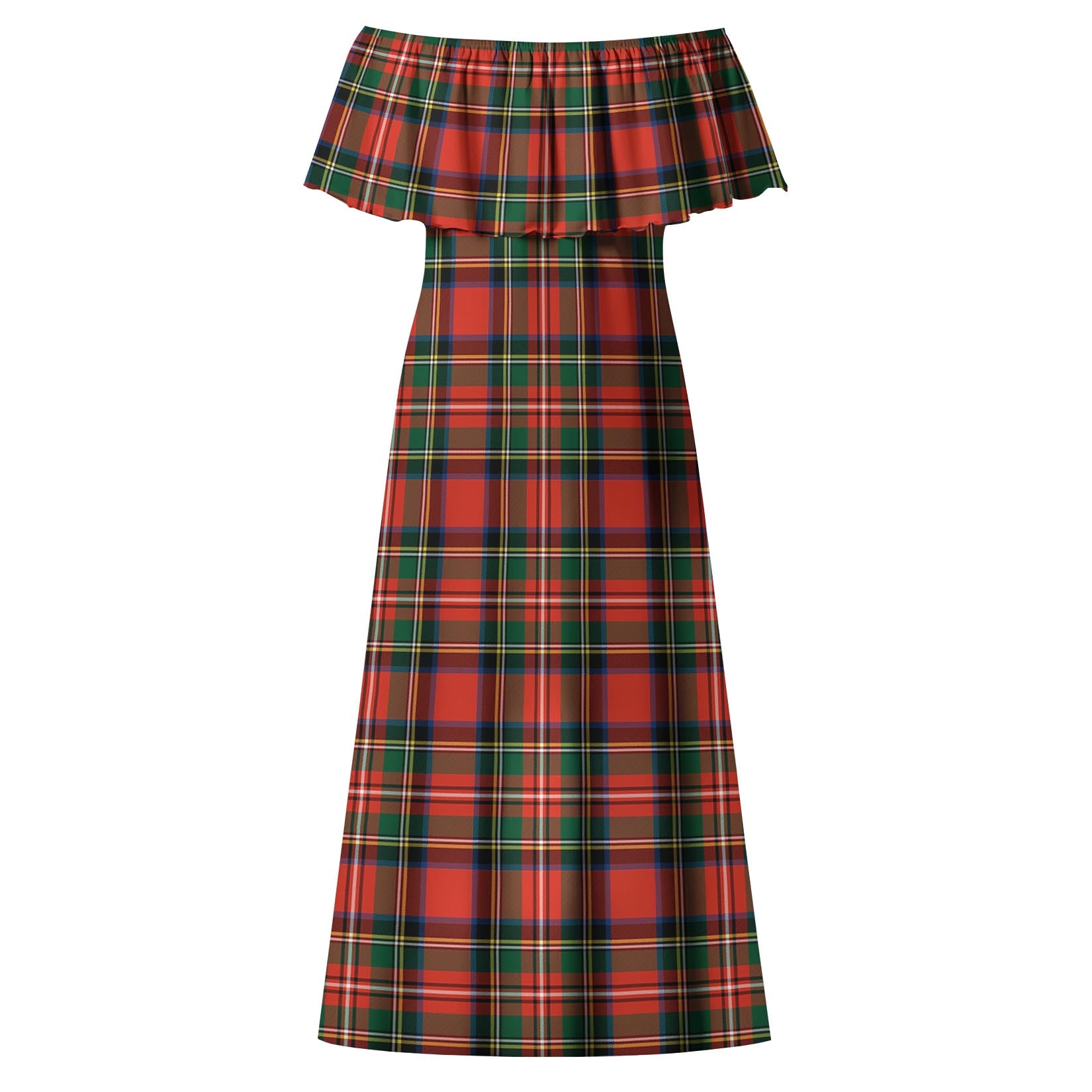 Lyle Tartan Off Shoulder Long Dress - Tartanvibesclothing