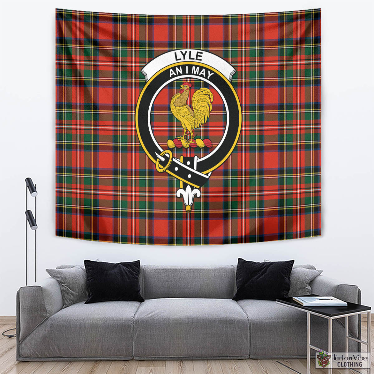 Tartan Vibes Clothing Lyle Tartan Tapestry Wall Hanging and Home Decor for Room with Family Crest