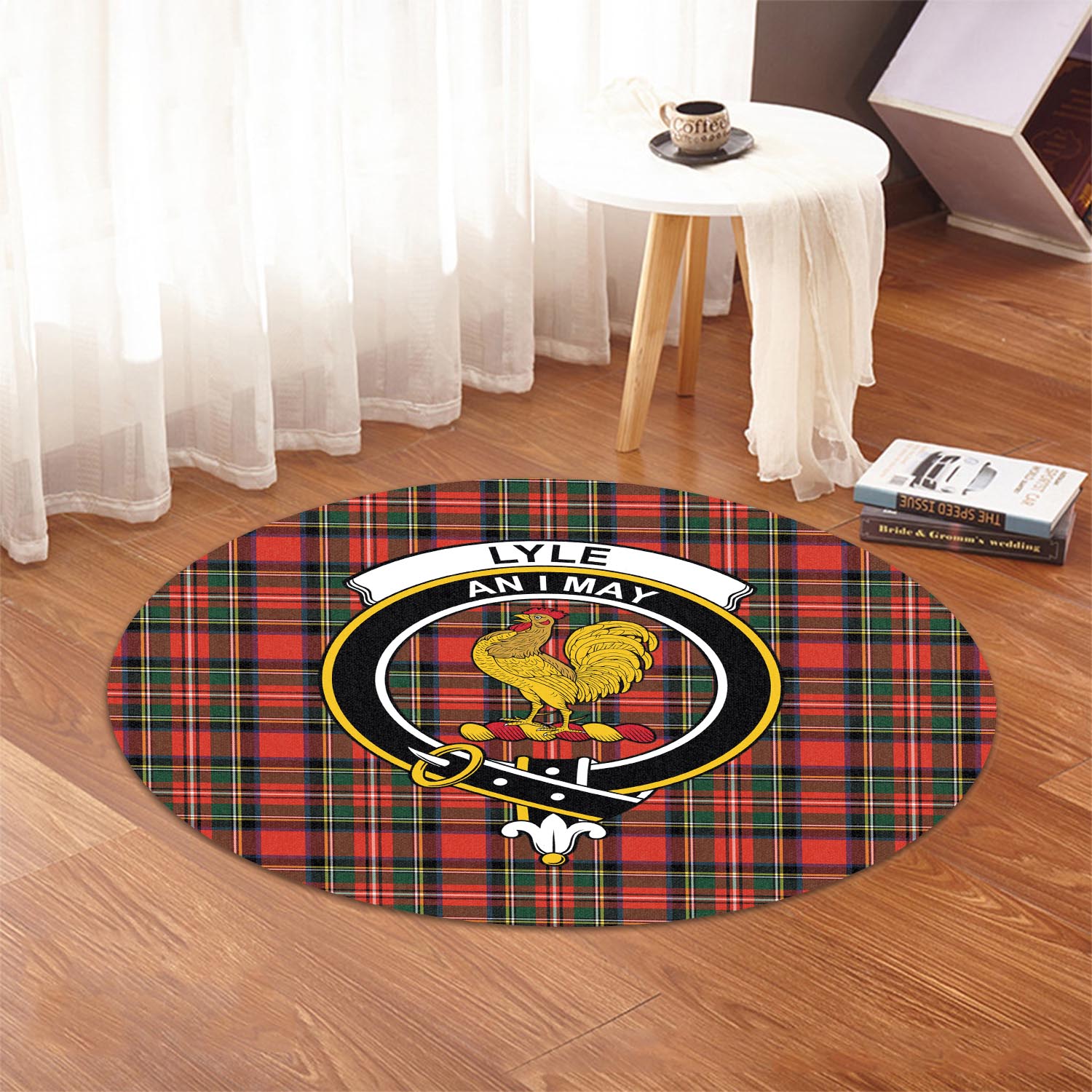 lyle-tartan-round-rug-with-family-crest