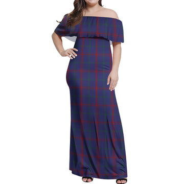 Lynch Tartan Off Shoulder Long Dress