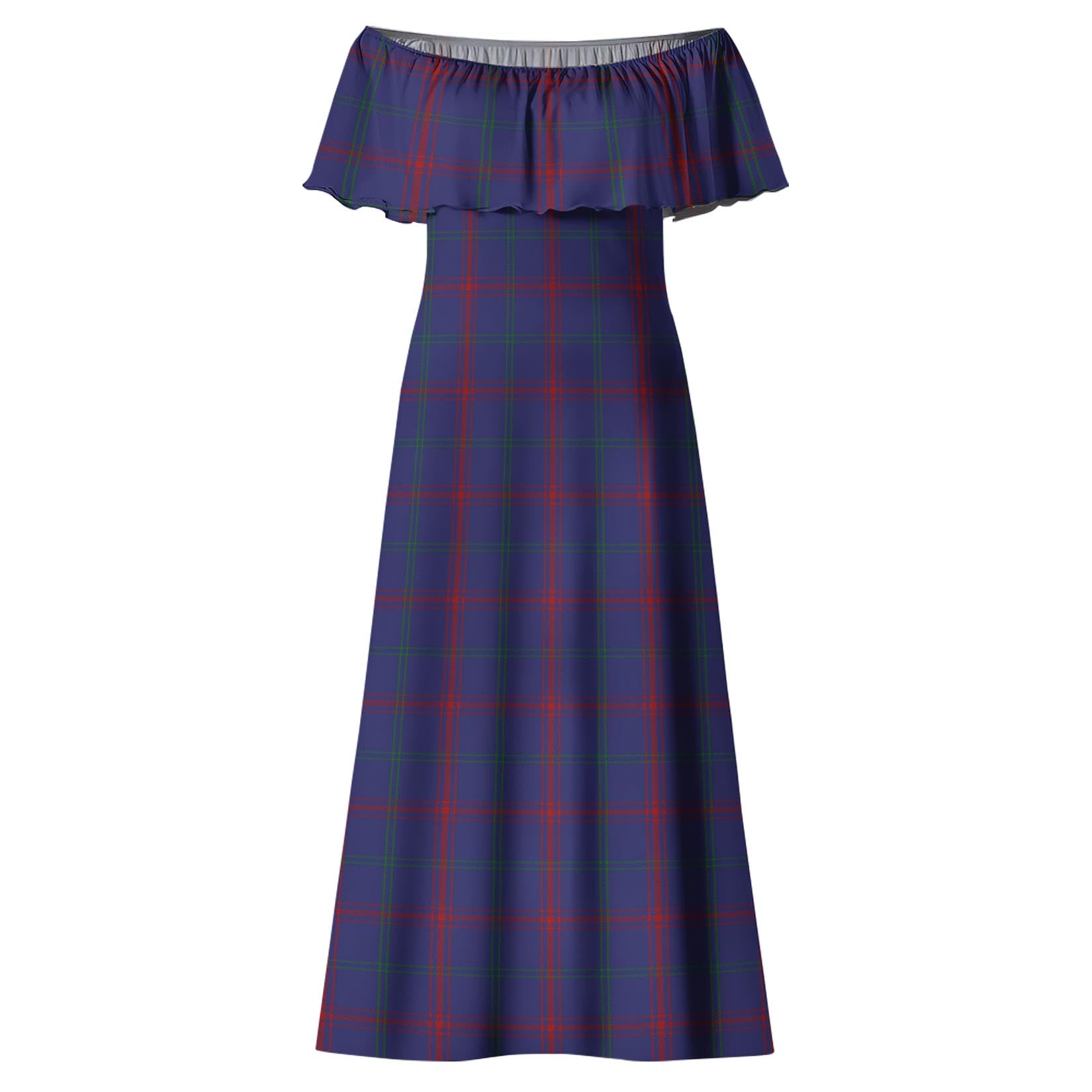 Lynch Tartan Off Shoulder Long Dress - Tartanvibesclothing