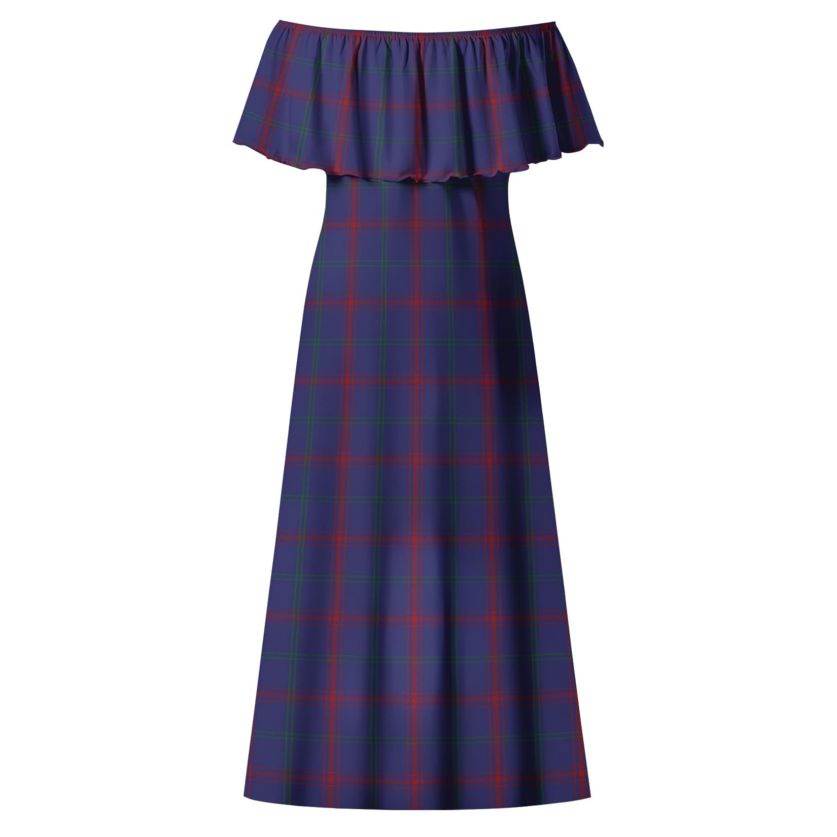 Lynch Tartan Off Shoulder Long Dress - Tartanvibesclothing