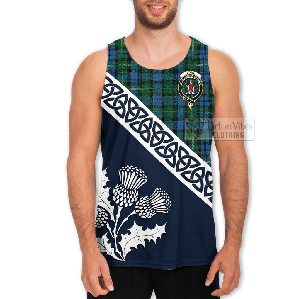 Tartan Vibes Clothing Lyon Tartan Men's Tank Top Featuring Thistle and Scotland Map