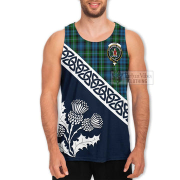 Lyon Tartan Men's Tank Top Featuring Thistle and Scotland Map