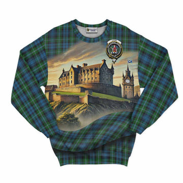 Lyon Tartan Family Crest Sweatshirt with Scottish Ancient Castle Style Unisex - Tartan Vibes Clothing