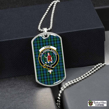 Lyon Tartan Dog Tag Necklace with Family Crest Silver No - Tartan Vibes Clothing